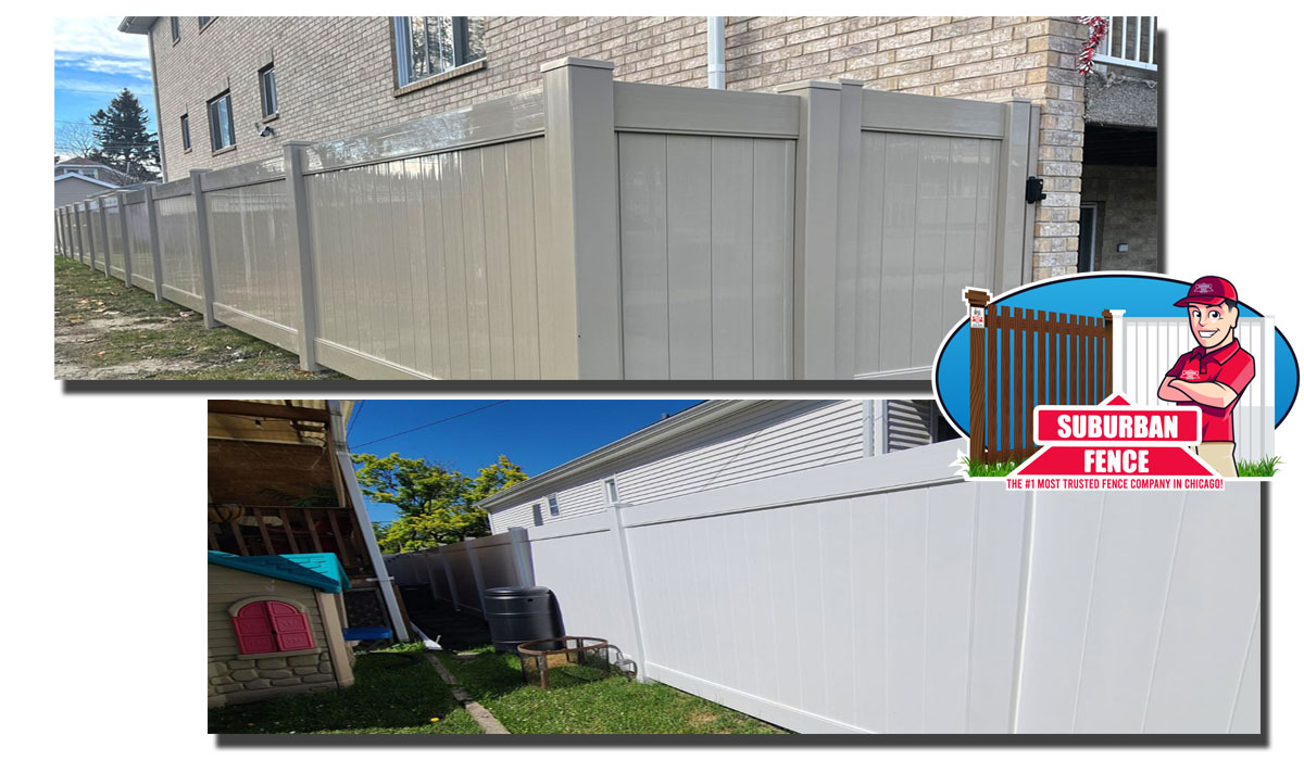 Installation of two privacy vinyl fencing in your back yard.