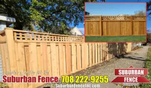 Wooden fence panels in backyards.