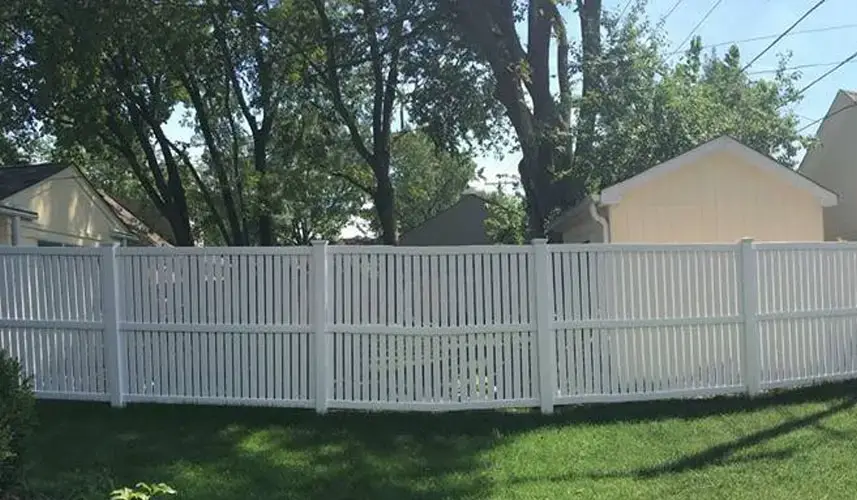 Back yard vinyl fence.